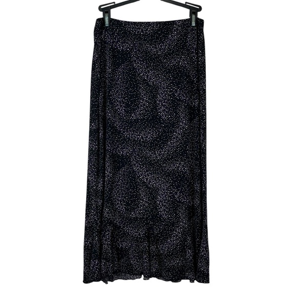 Per Seption Concept Black Stretch Midi Skirt with Purple & White Polka Dots Med. - Picture 1 of 9